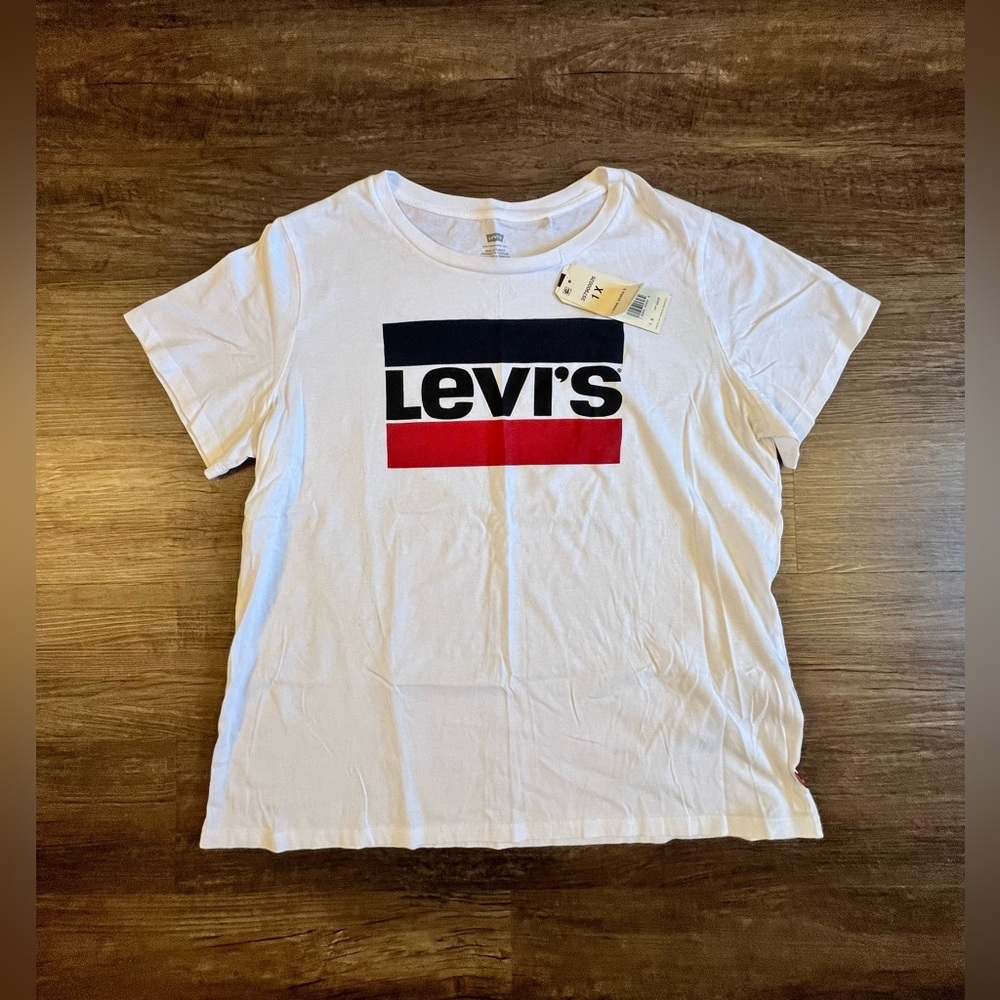 LEVI's T-Shirt‎ Women's 1XL Tricot Crew Collar Short Sleeve White A28